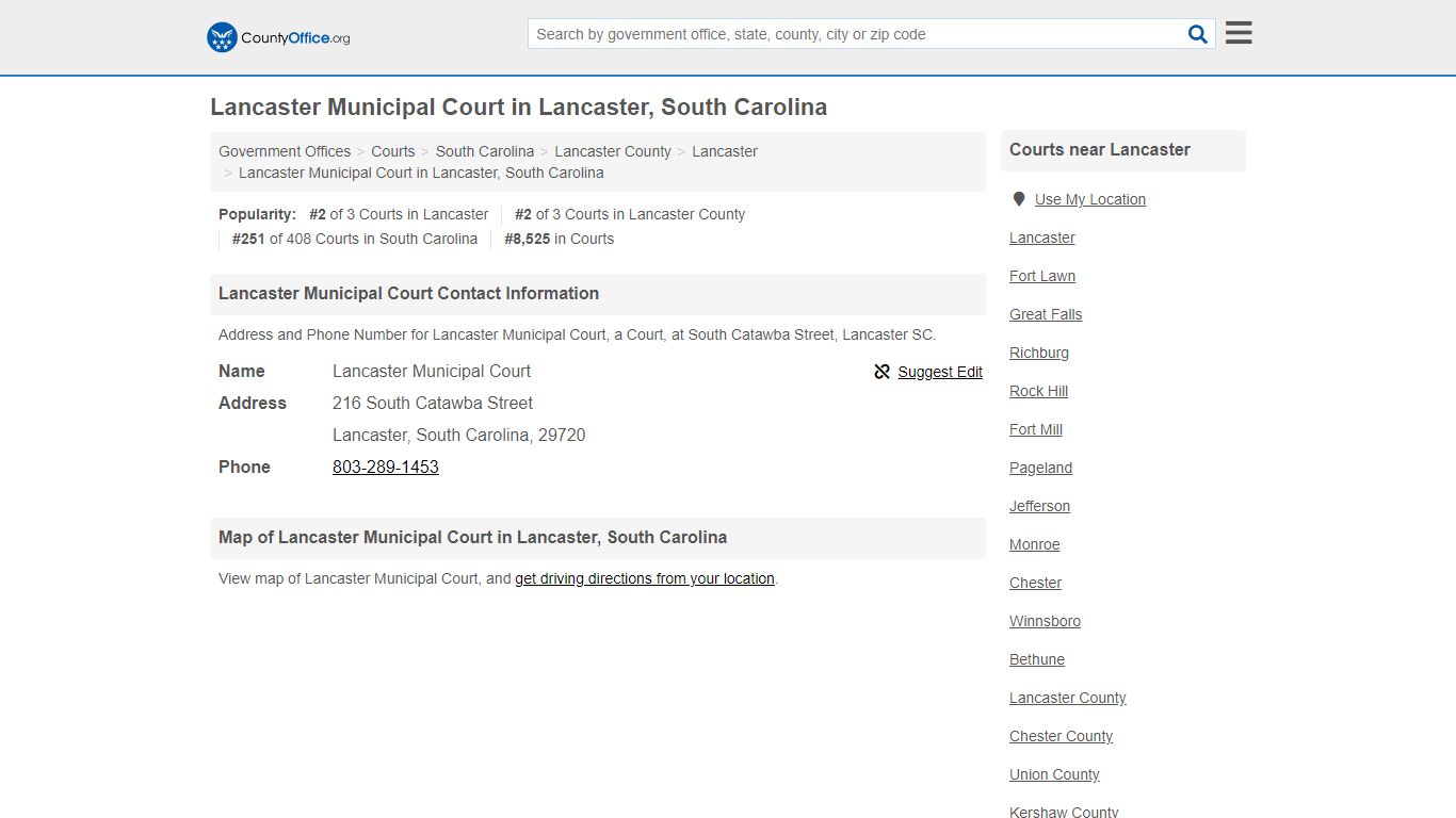 Lancaster Municipal Court - Lancaster, SC (Address and Phone)