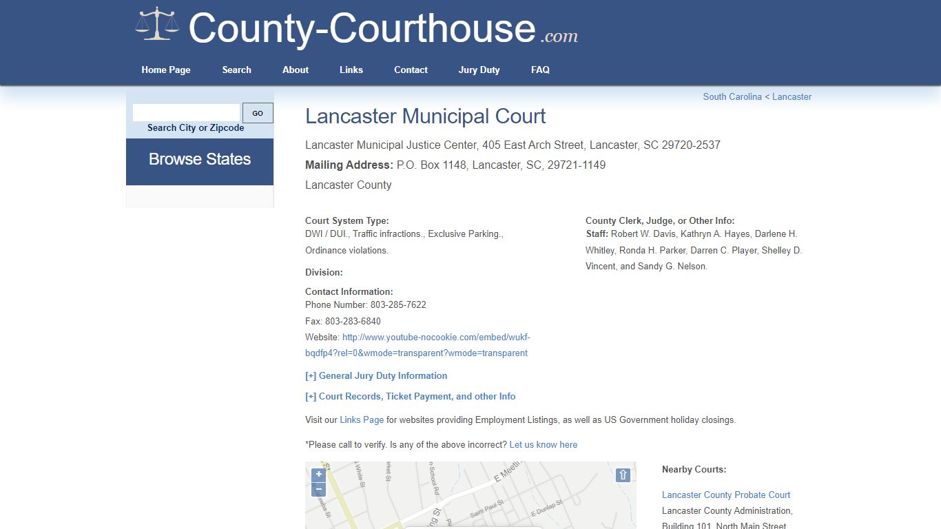 Lancaster Municipal Court in Lancaster, SC - Court Information